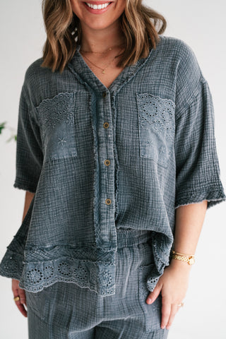 Twilight Chic Eyelet Gauze Shirt