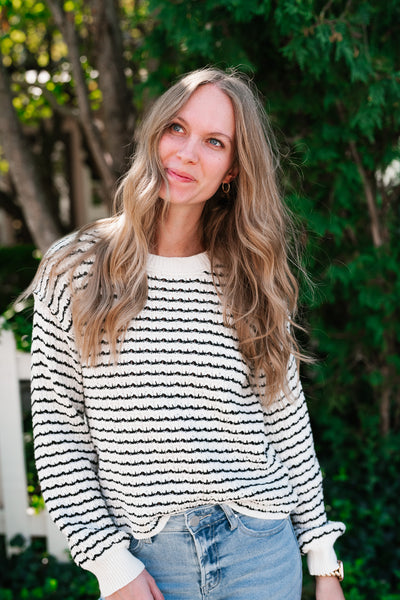 High Hopes Striped Crochet Sweater