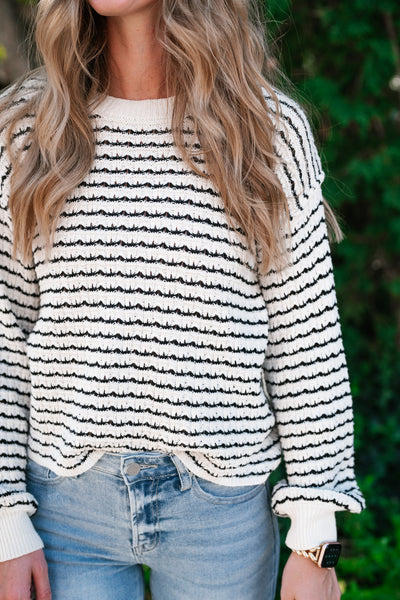 High Hopes Striped Crochet Sweater