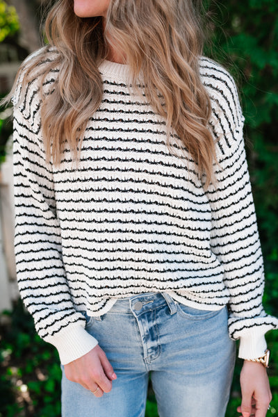 High Hopes Striped Crochet Sweater