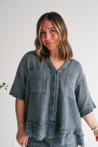 Twilight Chic Eyelet Gauze Shirt