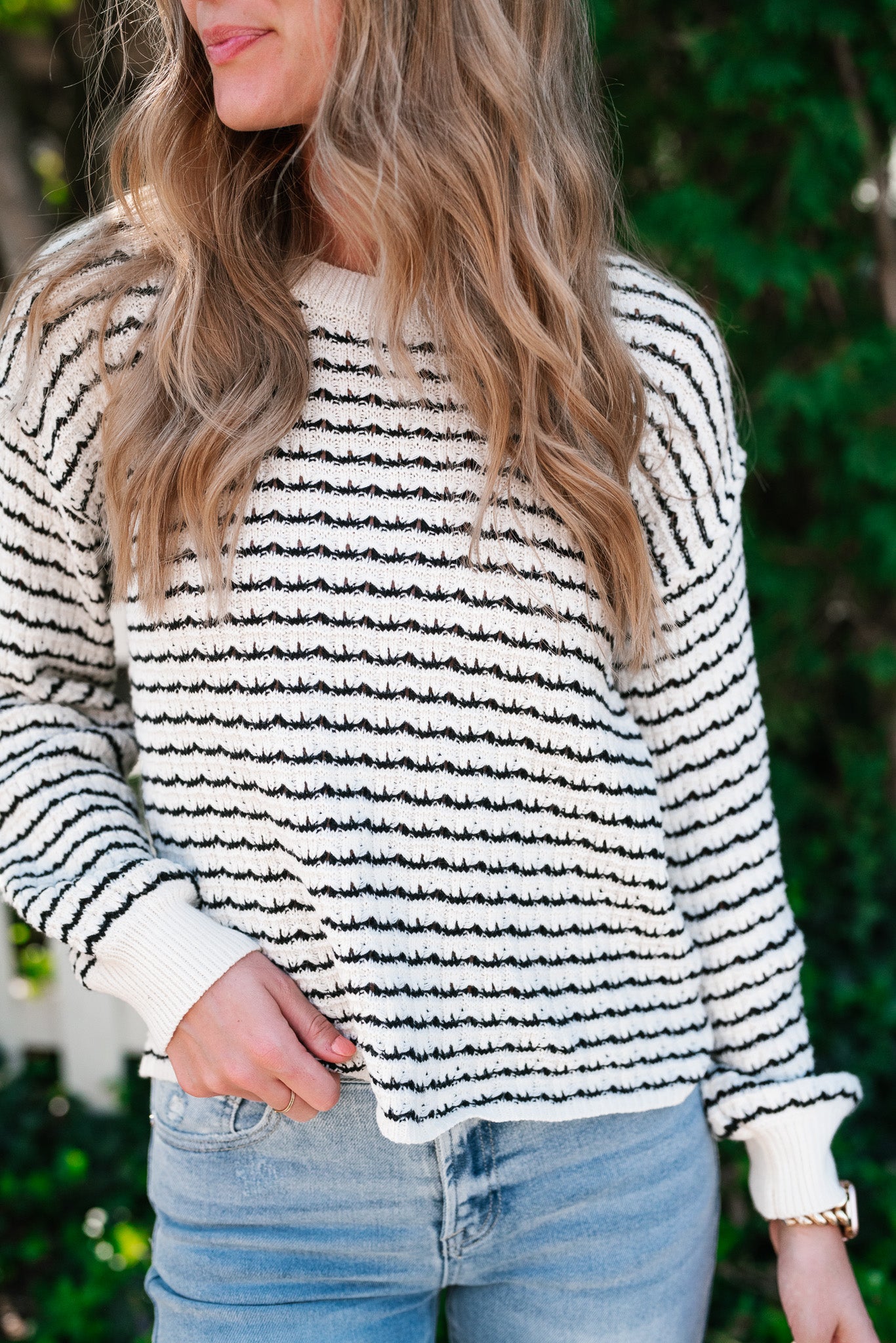 High Hopes Striped Crochet Sweater