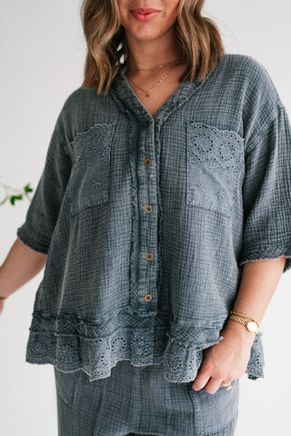 Twilight Chic Eyelet Gauze Shirt