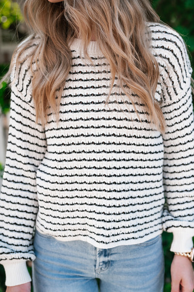 High Hopes Striped Crochet Sweater