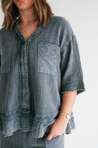 Twilight Chic Eyelet Gauze Shirt
