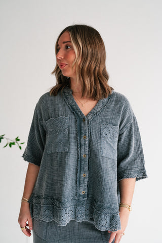 Twilight Chic Eyelet Gauze Shirt