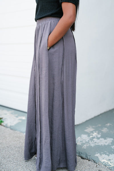 Just Coasting Wide Leg Flowy Pants - Grey