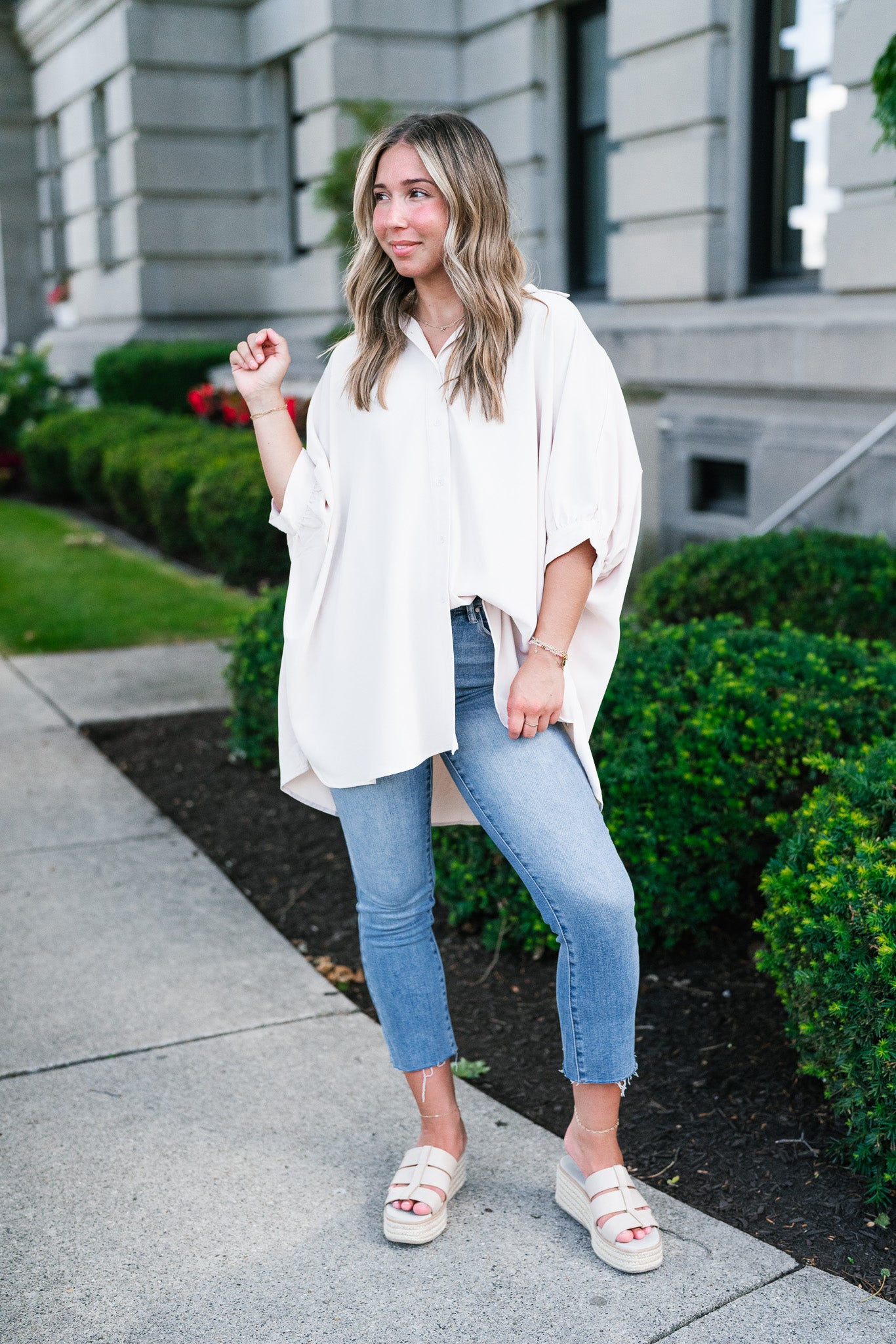 Out And About Oversized Button Up Top