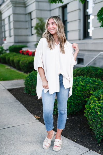 Out And About Oversized Button Up Top