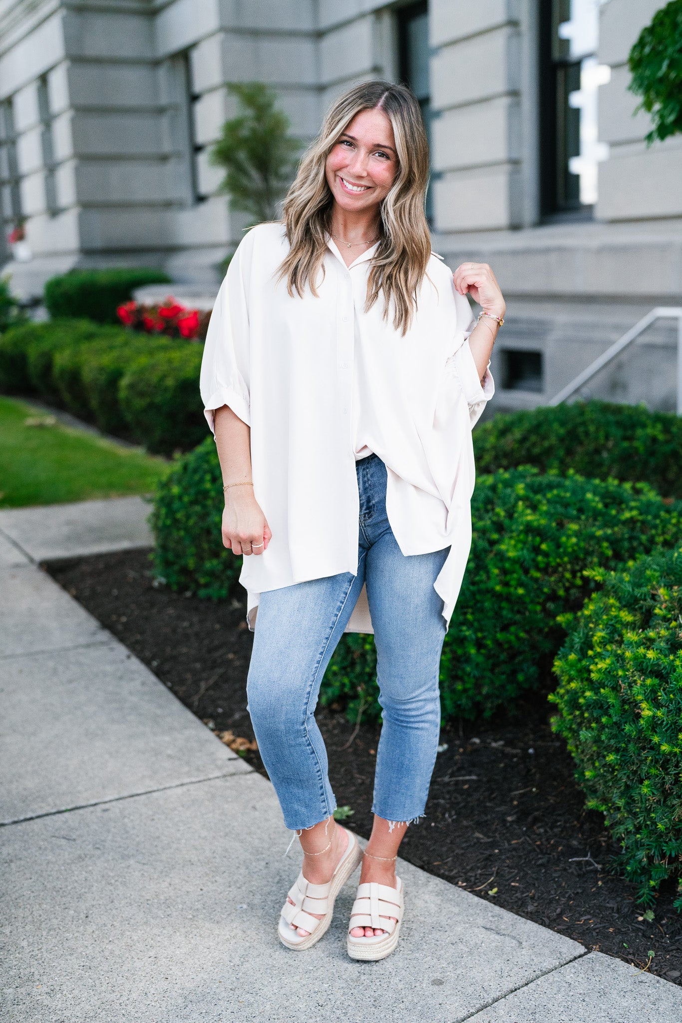 Out And About Oversized Button Up Top