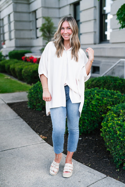 Out And About Oversized Button Up Top