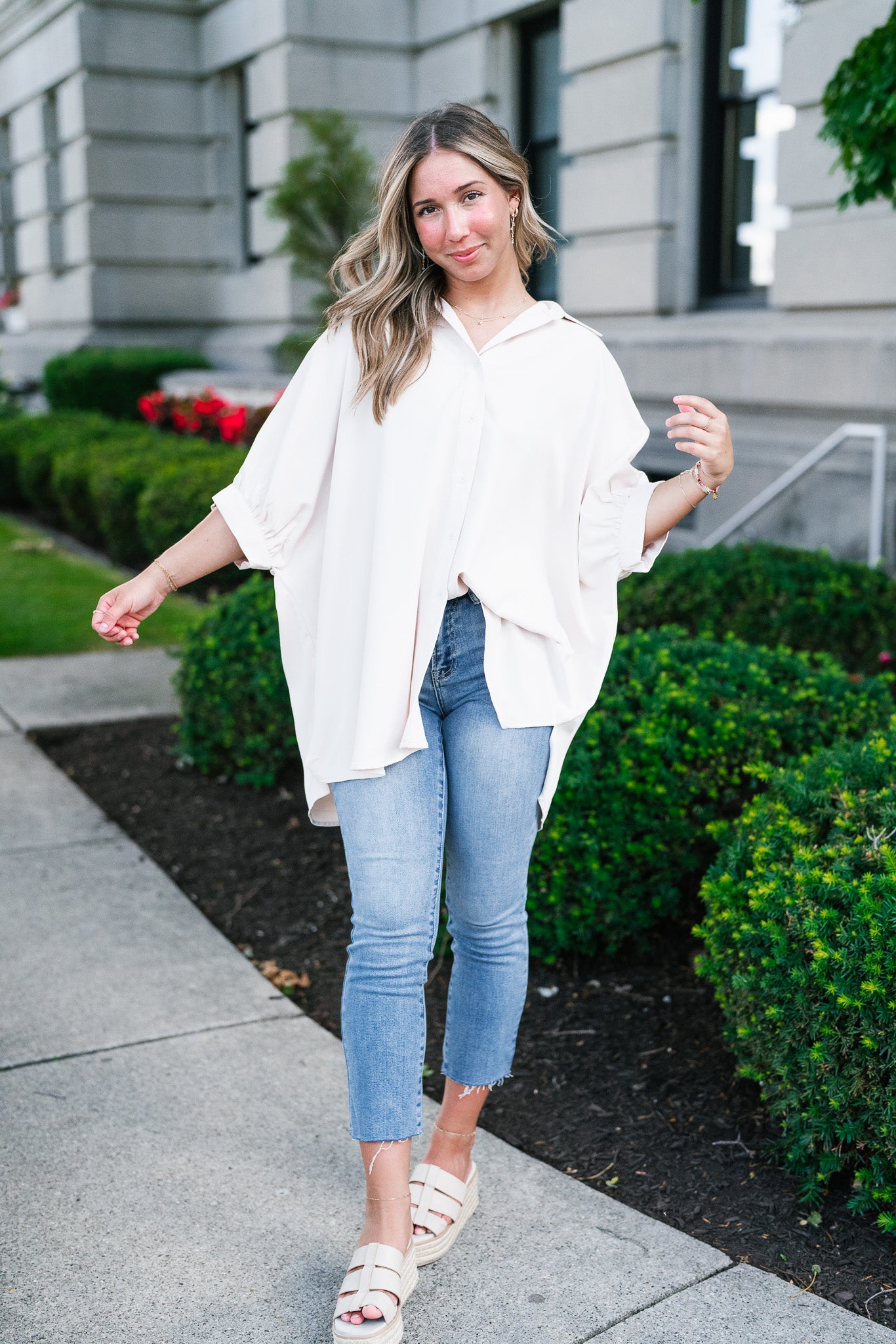 Out And About Oversized Button Up Top