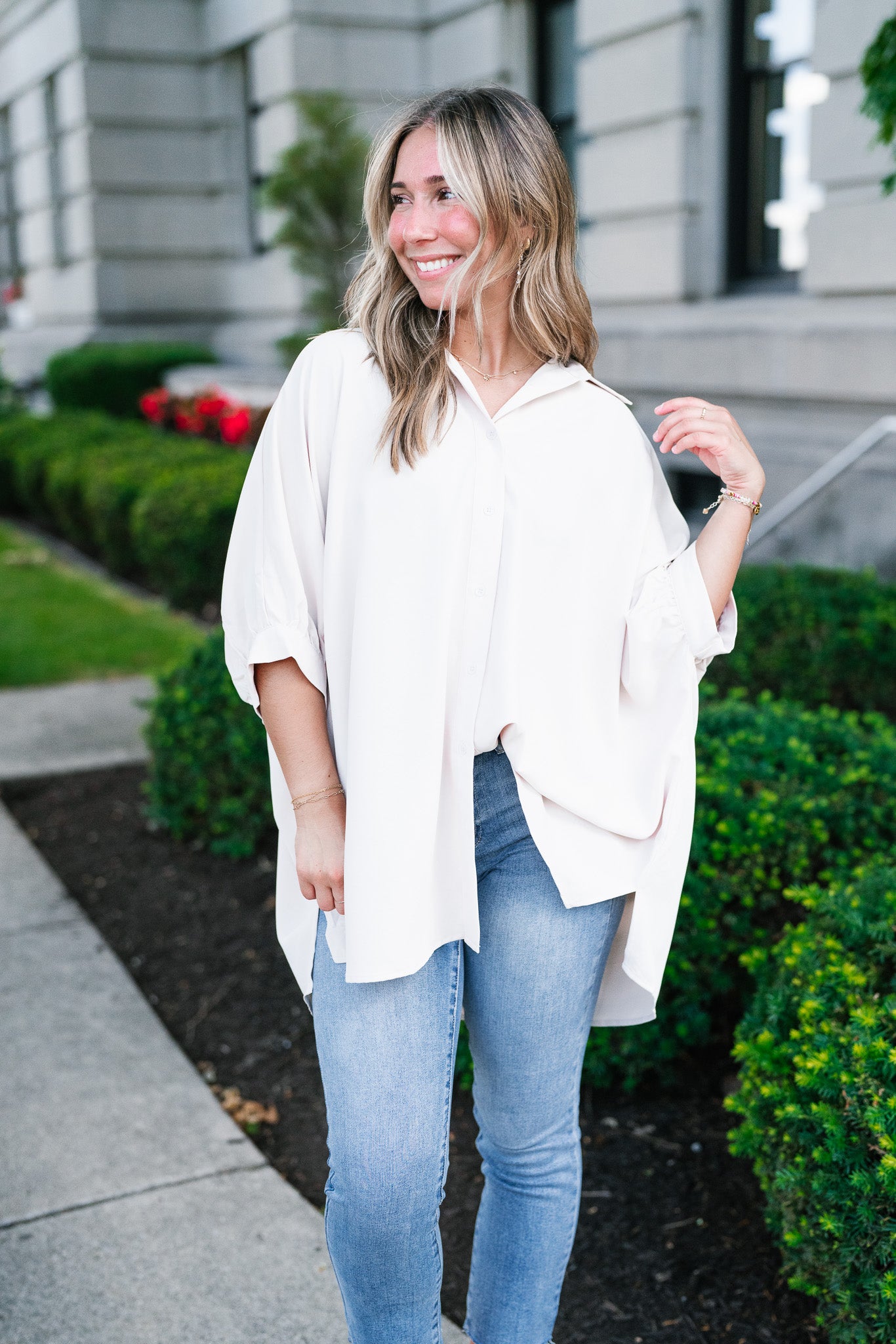 Out And About Oversized Button Up Top