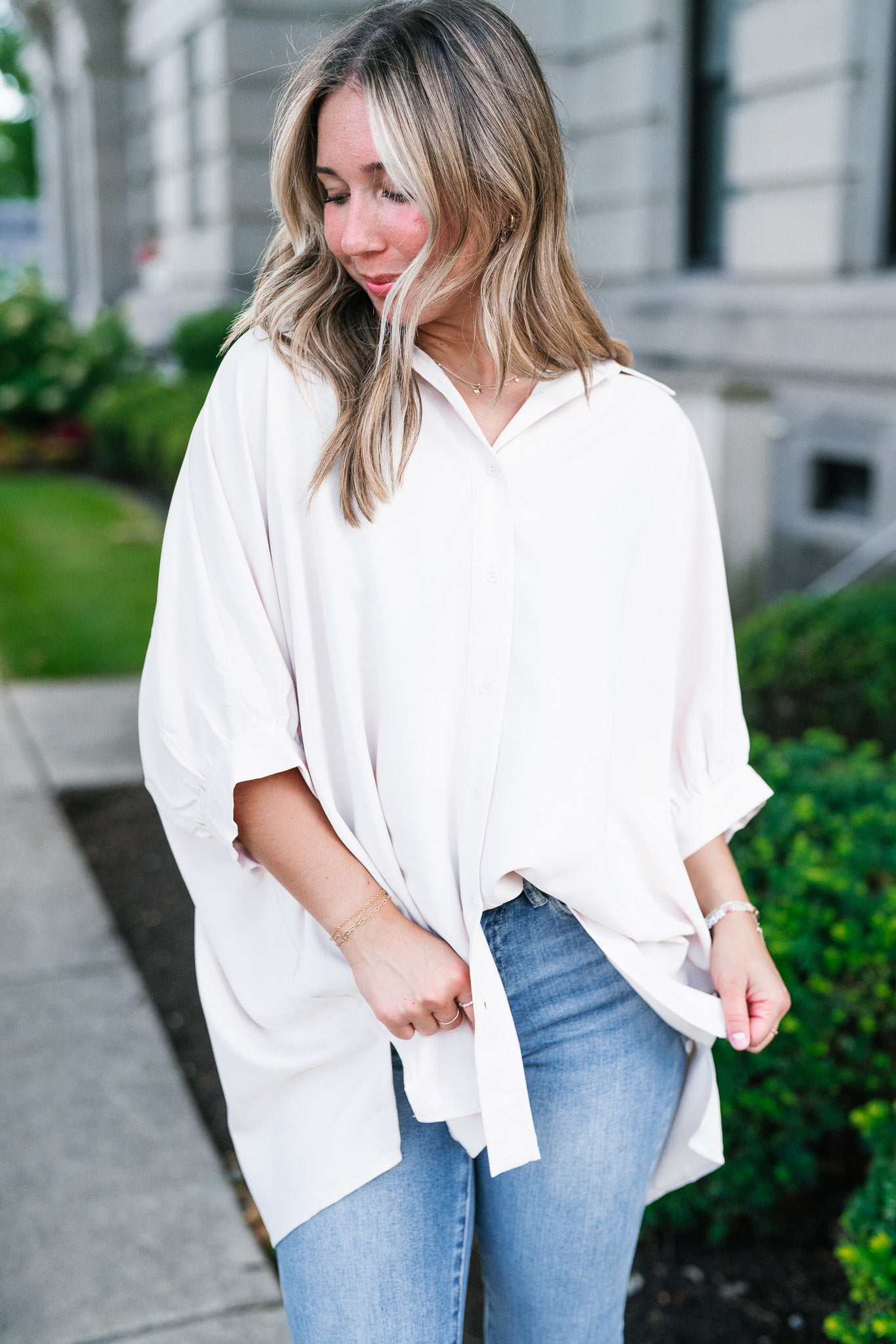 Out And About Oversized Button Up Top