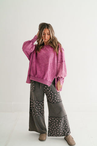 Plum Oversized Mineral Wash Sweatshirt