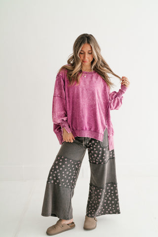 Plum Oversized Mineral Wash Sweatshirt