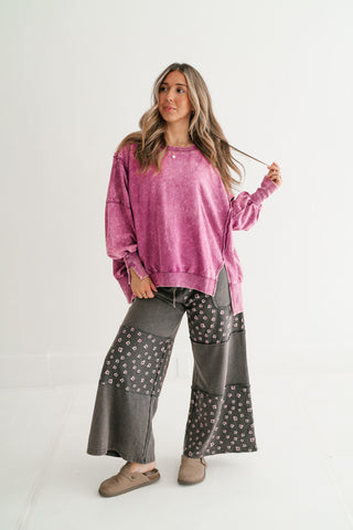 Plum Oversized Mineral Wash Sweatshirt