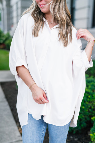 Out And About Oversized Button Up Top