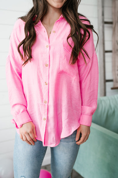 Live Your Dreams Button UP - Pink