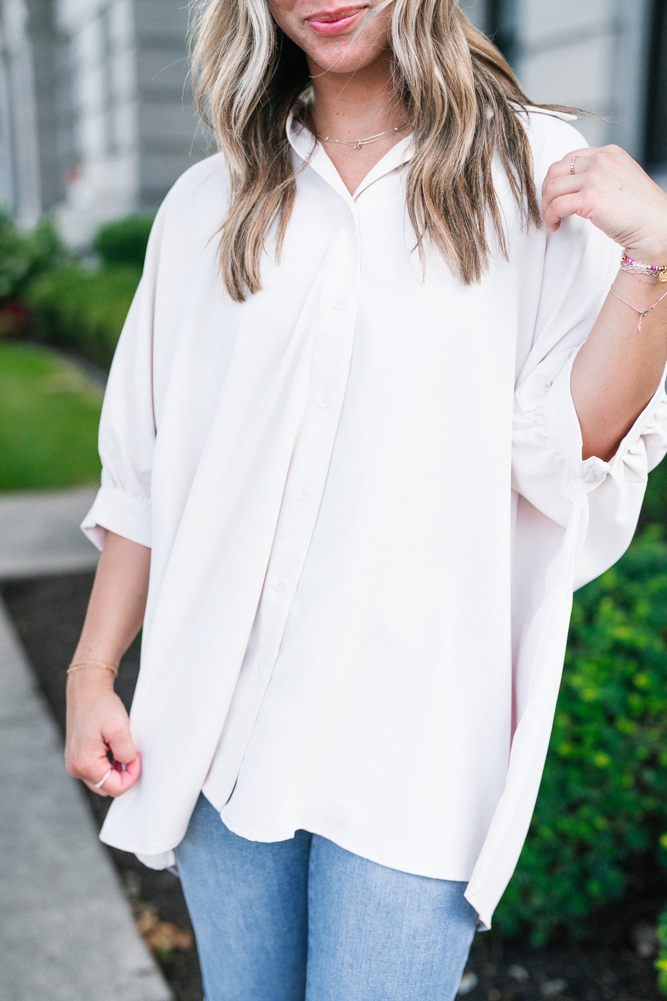 Out And About Oversized Button Up Top