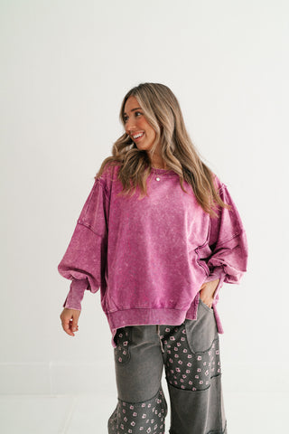 Plum Oversized Mineral Wash Sweatshirt