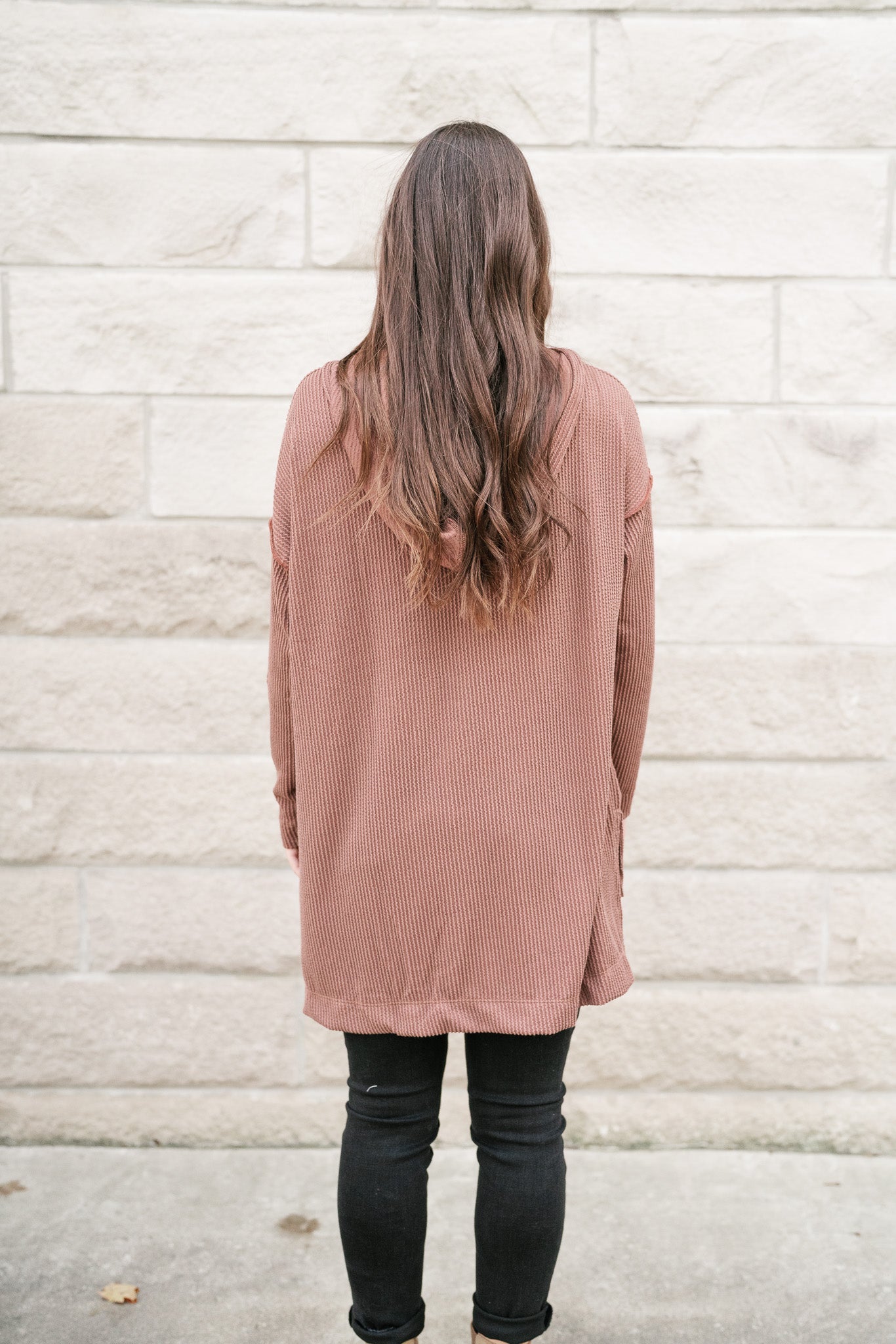 Unwind Ribbed Hooded Top - Mocha