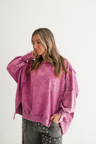 Plum Oversized Mineral Wash Sweatshirt
