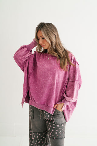 Plum Oversized Mineral Wash Sweatshirt