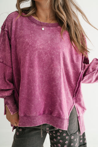 Plum Oversized Mineral Wash Sweatshirt