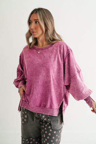 Plum Oversized Mineral Wash Sweatshirt