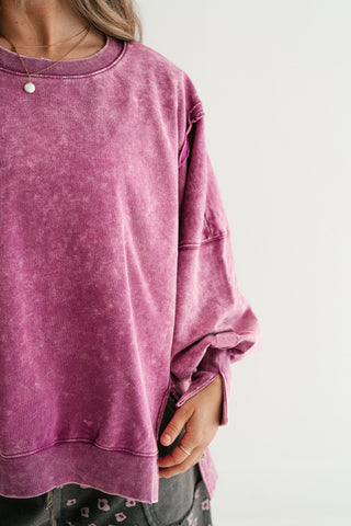 Plum Oversized Mineral Wash Sweatshirt