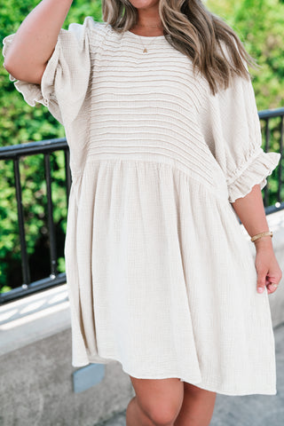 Stay Awhile Textured Mini Dress - Natural