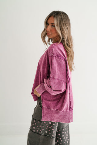 Plum Oversized Mineral Wash Sweatshirt
