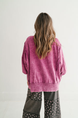 Plum Oversized Mineral Wash Sweatshirt