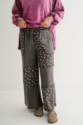 Stone Garden Floral Mineral Wash Wide Leg Pants