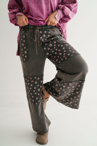 Stone Garden Floral Mineral Wash Wide Leg Pants