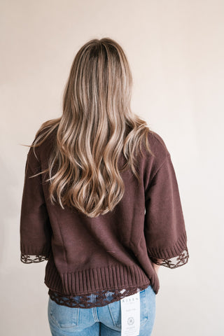 Dalia Relaxed Lace Trim Knit Top