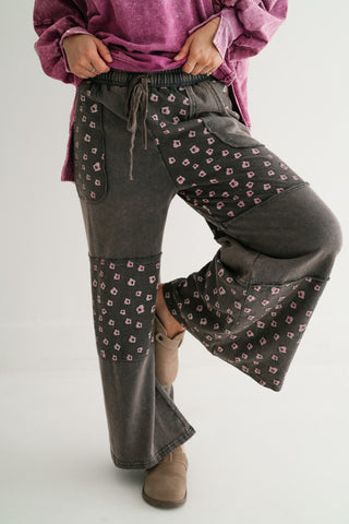 Stone Garden Floral Mineral Wash Wide Leg Pants