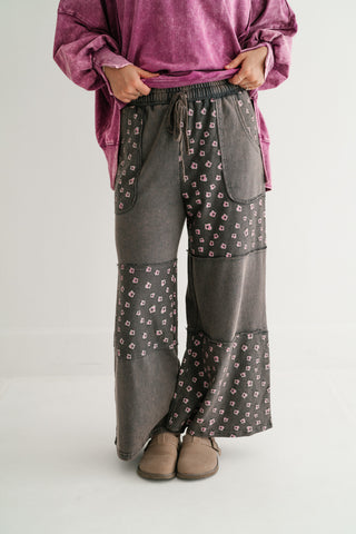 Stone Garden Floral Mineral Wash Wide Leg Pants