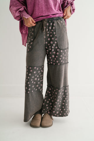 Stone Garden Floral Mineral Wash Wide Leg Pants