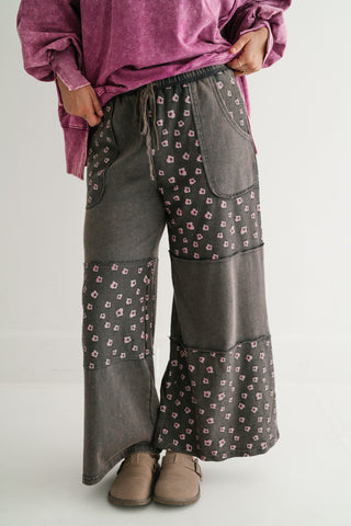 Stone Garden Floral Mineral Wash Wide Leg Pants