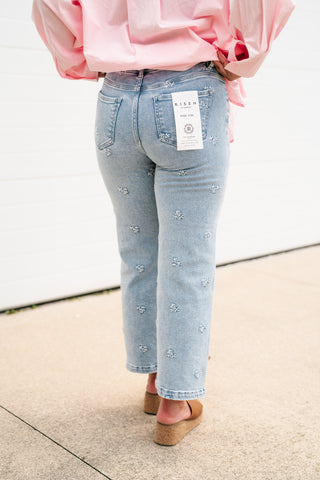 Risen Paige Embroidered Wide Leg Jean