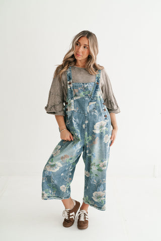 Wildflower Way Floral Print Denim Overalls