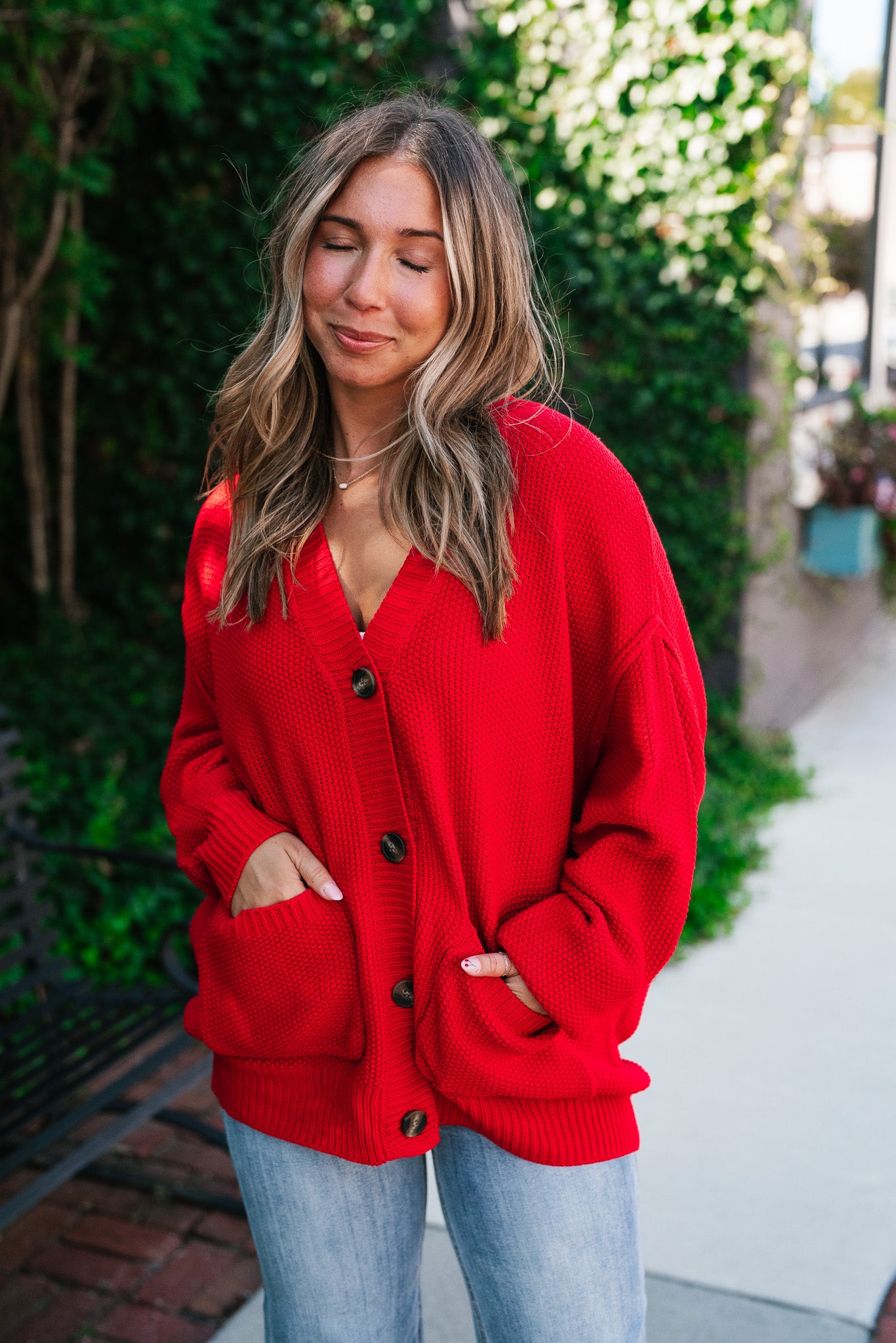 Wish You Well Comfy Cardigan - Red