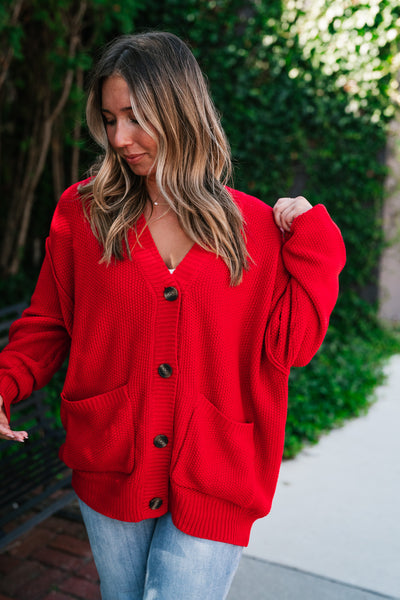 Wish You Well Comfy Cardigan - Red