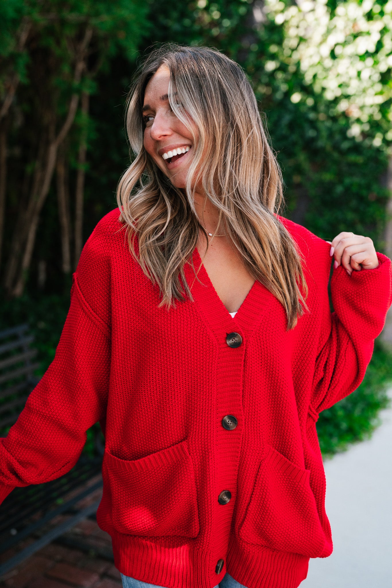 Wish You Well Comfy Cardigan - Red