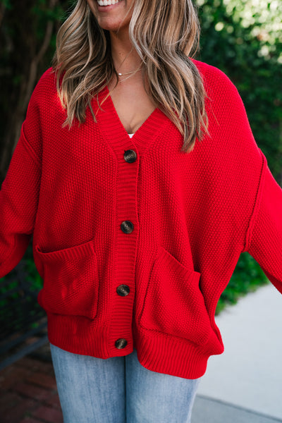 Wish You Well Comfy Cardigan - Red