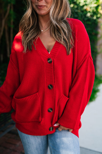 Wish You Well Comfy Cardigan - Red