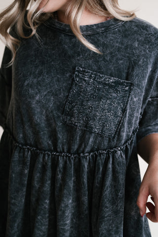 Dainty Eyelet Detailed Babydoll Top - Ashed Black