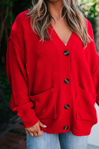 Wish You Well Comfy Cardigan - Red